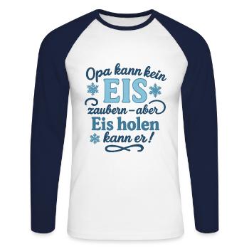 Grandpa can't conjure up cream - but he can get it! - Unisex Long Sleeve Baseball T-Shirt - white/navy - Front - Nik (191cm)