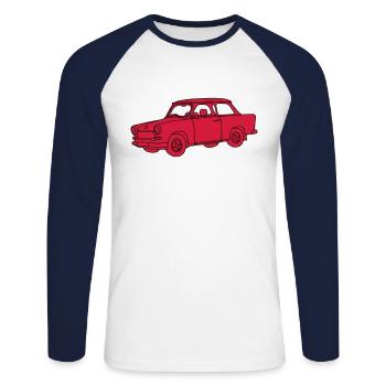  2 - Unisex Baseballshirt langarm - Weiß/Navy - Vorne - Nik (191cm)