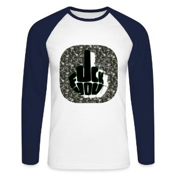Fuck You (2) - Club WoW - Unisex Baseballshirt langarm - Weiß/Navy - Vorne - Nik (191cm)