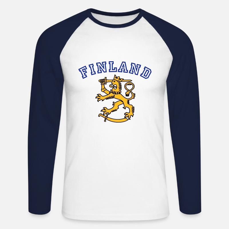 Finnland - Unisex Baseballshirt langarm - Weiß/Navy