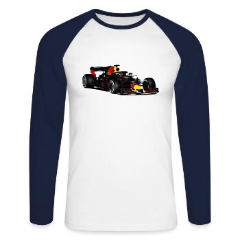 Racecar - Racing car - Unisex Baseballshirt langarm - Weiß/Navy - Vorne - Nik (191cm)
