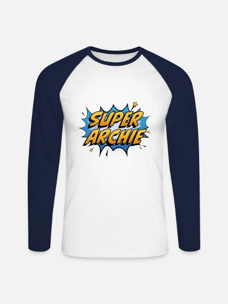 Super Archie - Unisex Baseballshirt langarm - Weiß/Navy