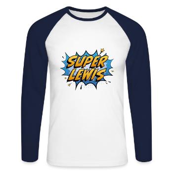 Super Lewis - Unisex Baseballshirt langarm - Weiß/Navy - Vorne - Nik (191cm)