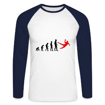 Chemise de handball Evolution idée cadeau noir rouge - T-shirt baseball manches longues Homme - blanc/marine - Devant - Nik (191cm)