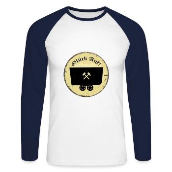 Glück Auf! - Unisex Baseballshirt langarm - Weiß/Navy - Vorne - Nik (191cm)