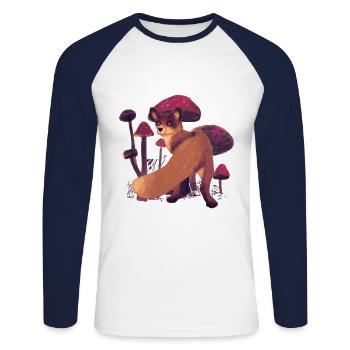 Fox in the mushrooms - Unisex Long Sleeve Baseball T-Shirt - white/navy - Front - Nik (191cm)