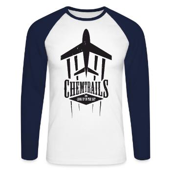 Look Up In The Sky - Chemtrails - Unisex Long Sleeve Baseball T-Shirt - white/navy - Front - Nik (191cm)