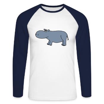Hipopótamos - T-shirt baseball manches longues Homme - blanc/marine - Devant - Nik (191cm)