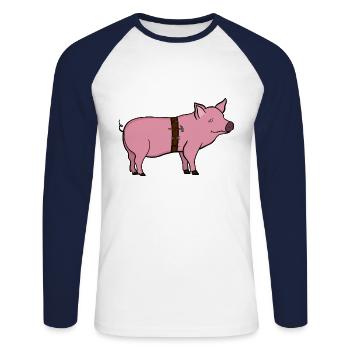 PIG WORKER EMPLOYEE COLLEAGUE WORK - Unisex Long Sleeve Baseball T-Shirt - white/navy - Front - Nik (191cm)