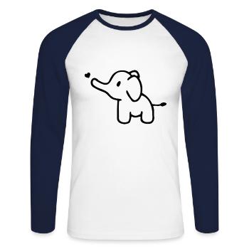 ELEPHANT ANIMAL PACHYDERM TRUNK ZOO BABY LOVE HEART - Unisex Long Sleeve Baseball T-Shirt - white/navy - Front - Nik (191cm)