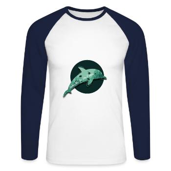 Take Me to The Ocean Delfin Delphin Plage d’été - T-shirt baseball manches longues Homme - blanc/marine - Devant - Nik (191cm)