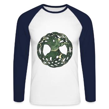 Arbre de vie celtique e 226 - T-shirt baseball manches longues Homme - blanc/marine - Devant - Nik (191cm)