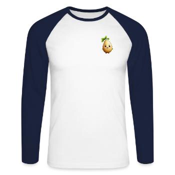 pomme de terre mignonne - T-shirt baseball manches longues Homme - blanc/marine - Devant - Nik (191cm)