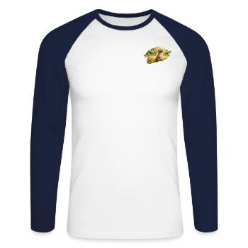 Golden Retriever puppy joy - Unisex Long Sleeve Baseball T-Shirt - white/navy - Front - Nik (191cm)