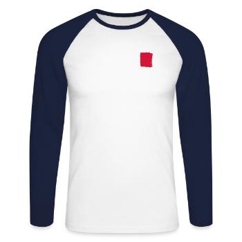 Rouge et blanc aspect usé - T-shirt baseball manches longues Homme - blanc/marine - Devant - Nik (191cm)