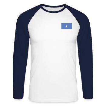 Drapeau de la Somalie - T-shirt baseball manches longues Homme - blanc/marine - Devant - Nik (191cm)