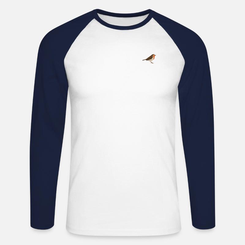 Rotkehlchen - Unisex Baseballshirt langarm - Weiß/Navy