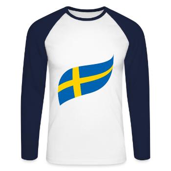 Drapeau suédois - T-shirt baseball manches longues Homme - blanc/marine - Devant - Nik (191cm)