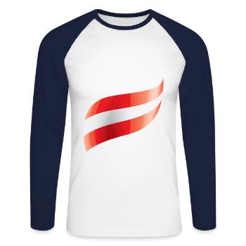Le drapeau autrichien agité - T-shirt baseball manches longues Homme - blanc/marine - Devant - Nik (191cm)