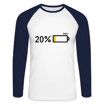 Batterie de bière 20% - T-shirt baseball manches longues Homme - blanc/marine - Devant - Nik (191cm)