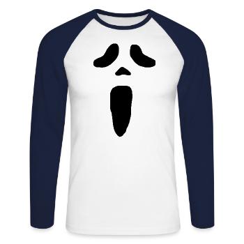 chemises d'halloween - T-shirt baseball manches longues Homme - blanc/marine - Devant - Nik (191cm)