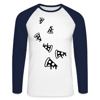 Pizza Icon Silhouette - Unisex Baseballshirt langarm - Weiß/Navy - Vorne - Nik (191cm)