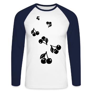 Symbole des cerises - T-shirt baseball manches longues Homme - blanc/marine - Devant - Nik (191cm)