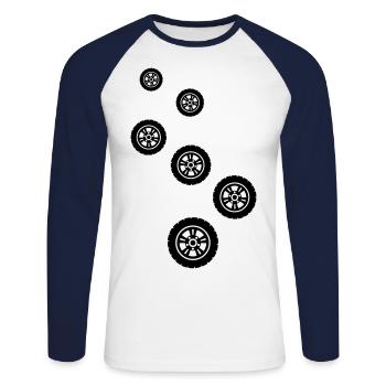 Réglage des pneus - T-shirt baseball manches longues Homme - blanc/marine - Devant - Nik (191cm)
