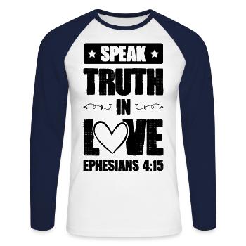 Bible Love Verses - Unisex Long Sleeve Baseball T-Shirt - white/navy - Front - Nik (191cm)