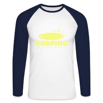 Surfing, gift, gift idea - Unisex Long Sleeve Baseball T-Shirt - white/navy - Front - Nik (191cm)