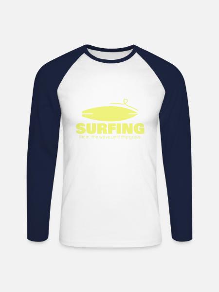 Surfing, gift, gift idea - Unisex Long Sleeve Baseball T-Shirt - white/navy