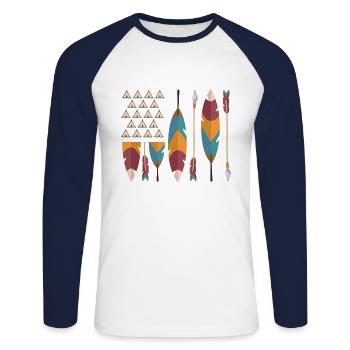 Native American pride USA flag - Unisex Long Sleeve Baseball T-Shirt - white/navy - Front - Nik (191cm)