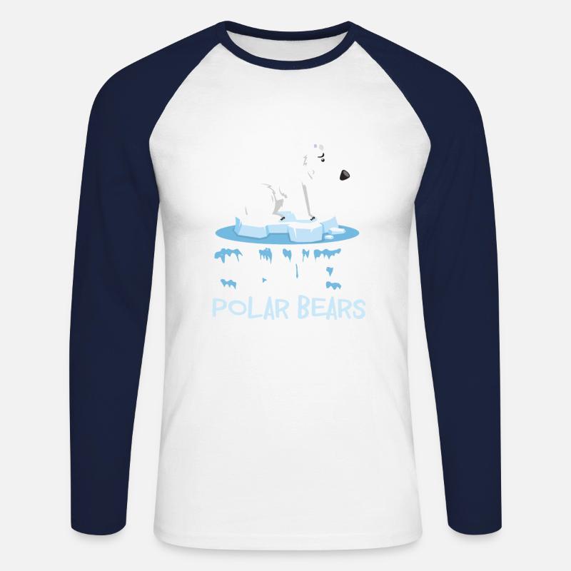 Rettet die Eisbären - Unisex Baseballshirt langarm - Weiß/Navy