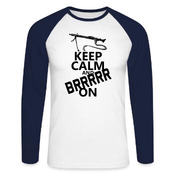 german army combat tshirt MG3 machine gun - Unisex Long Sleeve Baseball T-Shirt - white/navy - Front - Nik (191cm)