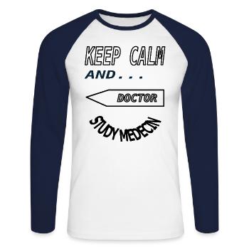 Étudier la médecine Étudier la médecine Étudier la médecine - T-shirt baseball manches longues Homme - blanc/marine - Devant - Nik (191cm)