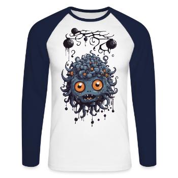 Schleimiges Finsternis Monster süßes Wesen - Unisex Baseballshirt langarm - Weiß/Navy - Vorne - Nik (191cm)