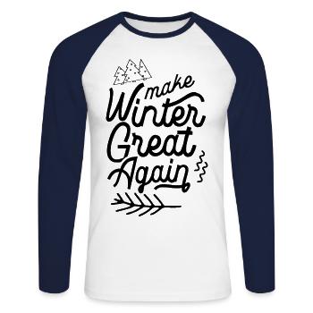 Winter Saying Cold Snow Winter Holiday - Unisex Long Sleeve Baseball T-Shirt - white/navy - Front - Nik (191cm)