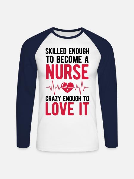 Nurse - Unisex Long Sleeve Baseball T-Shirt - white/navy