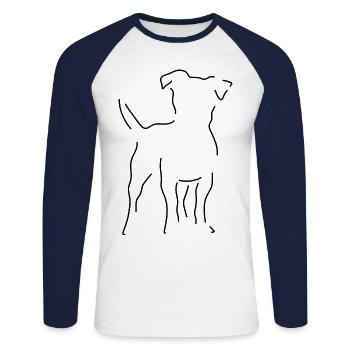 Chien sombre Amoureux des chiens Amoureux des chiens - T-shirt baseball manches longues Homme - blanc/marine - Devant - Nik (191cm)