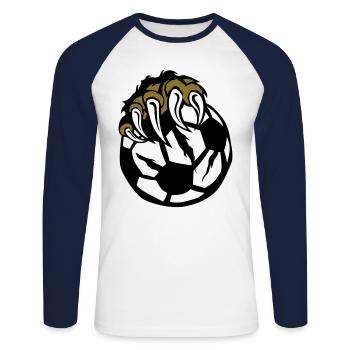 foot patte griffes bete sauvage ours - T-shirt baseball manches longues Homme - blanc/marine - Devant - Nik (191cm)