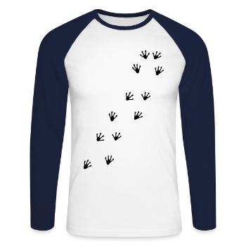 Grenouille piste Tapsen grenouille douce feuillue - T-shirt baseball manches longues Homme - blanc/marine - Devant - Nik (191cm)