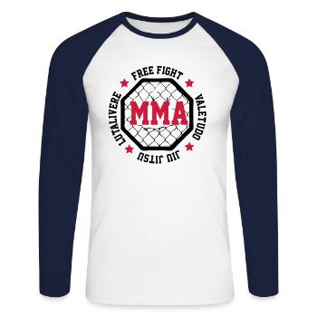 MMA - Unisex Baseballshirt langarm - Weiß/Navy - Vorne - Nik (191cm)