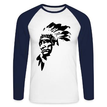 einheimisch - Unisex Baseballshirt langarm - Weiß/Navy - Vorne - Nik (191cm)