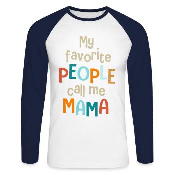 Meine Lieblingsmenschen nennen mich Mama Mama - Unisex Baseballshirt langarm - Weiß/Navy - Vorne - Nik (191cm)