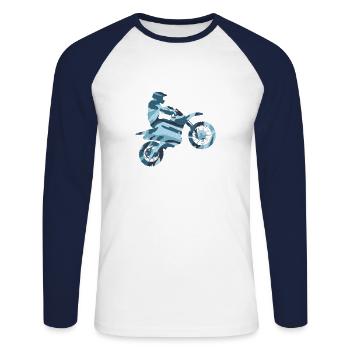 Motorcross freestyle in camo look - Unisex Long Sleeve Baseball T-Shirt - white/navy - Front - Nik (191cm)