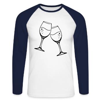 Sparkling Wine Glass Icon - Unisex Long Sleeve Baseball T-Shirt - white/navy - Front - Nik (191cm)
