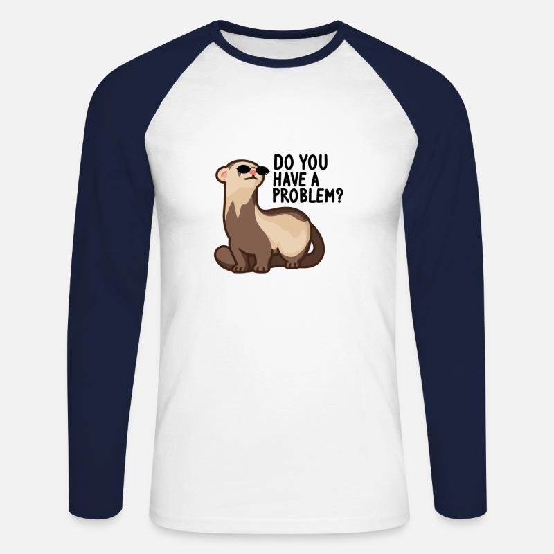 Frettchen Wiesel Ferret Liebhaber - Problem? - Unisex Baseballshirt langarm - Weiß/Navy