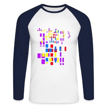 Pixel Pixel World Abstract City Kypto Néerlandais - T-shirt baseball manches longues Homme - blanc/marine - Devant - Nik (191cm)