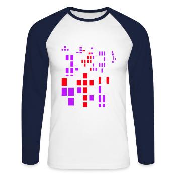 Pixel a Pixelworld Abstract City Kypto Style - T-shirt baseball manches longues Homme - blanc/marine - Devant - Nik (191cm)