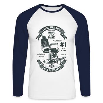 Hairdresser Shop Vintage - Unisex Long Sleeve Baseball T-Shirt - white/navy - Front - Nik (191cm)
